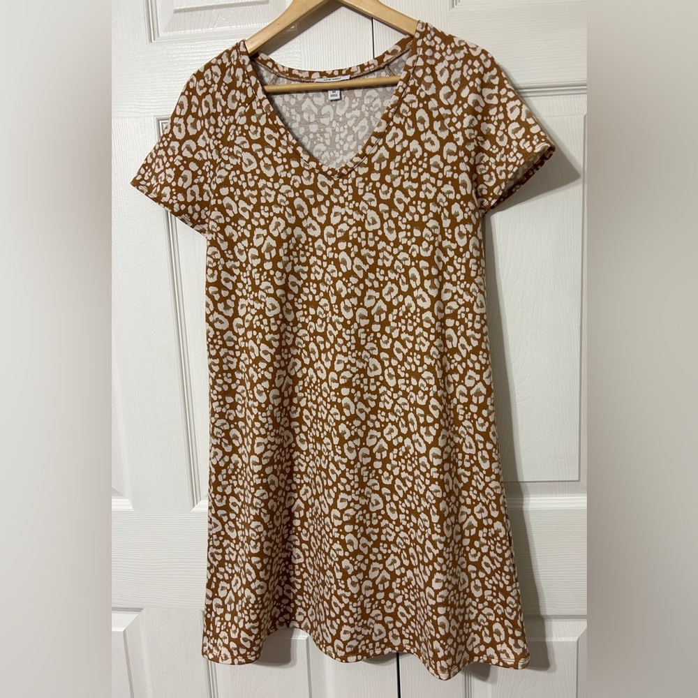 Nine West Women’s Leopard Print T-Shirt Dress Size M